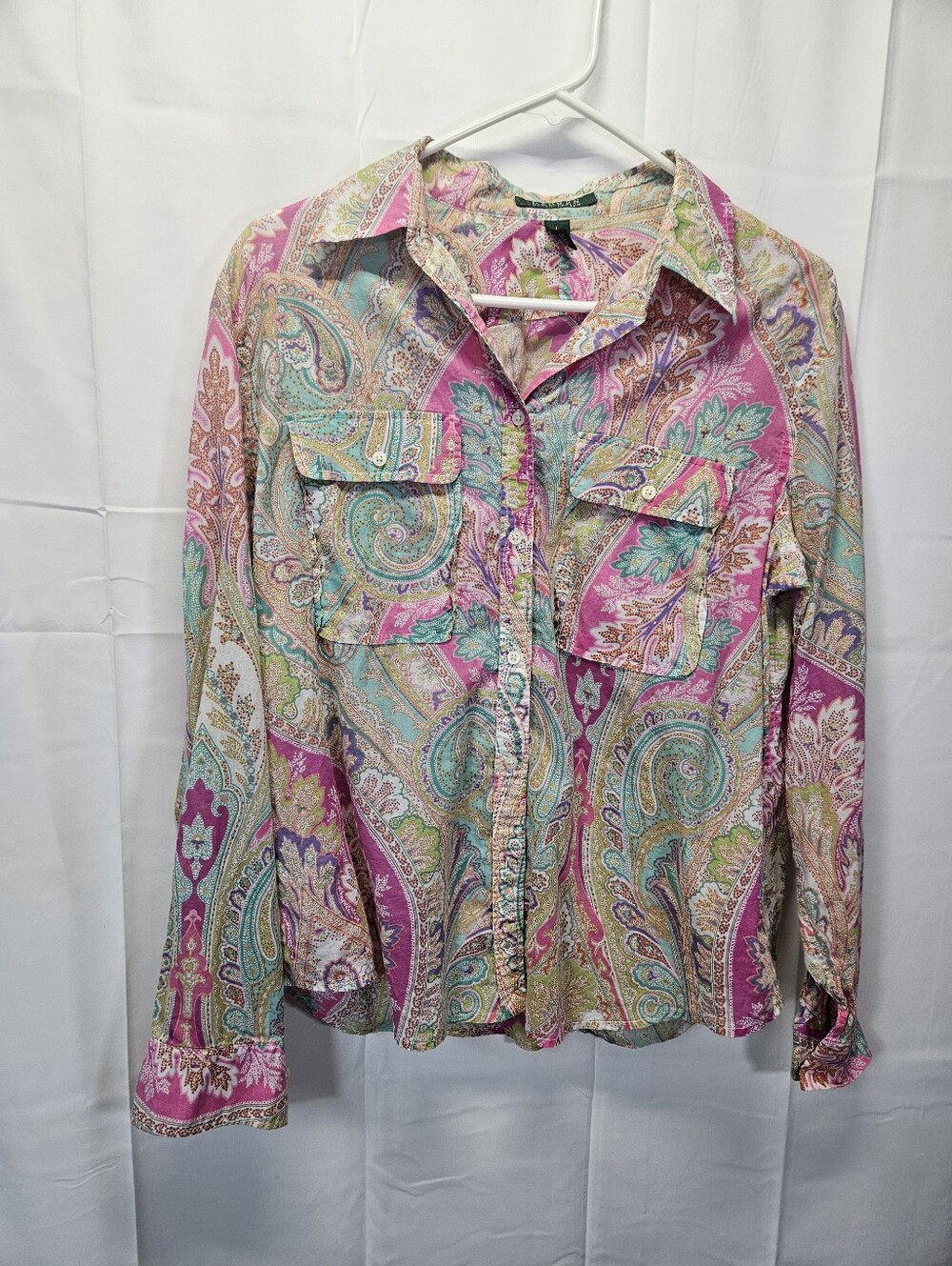 Ralph Lauren Paisley Button-Front Women's Shirt - Pink & Teal